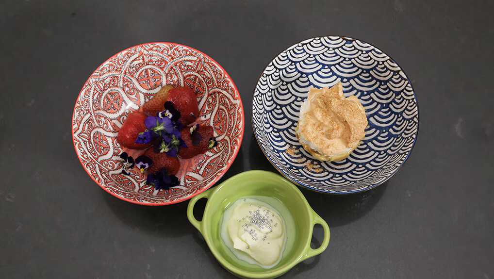 Sweet Temptation_ Passion Fruit Lemon Meringue with Strawberries & Cream